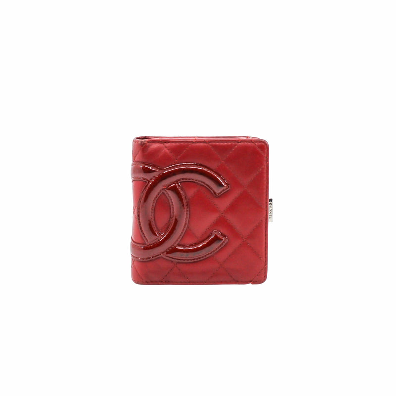 Cambon CC Bifold Quilted Lambskin Wallet Red