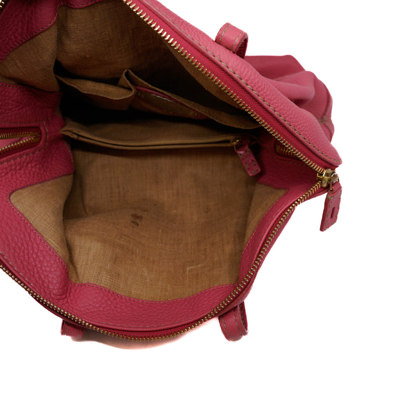 calfskin tote bag in pink red color - L'UXE LINK