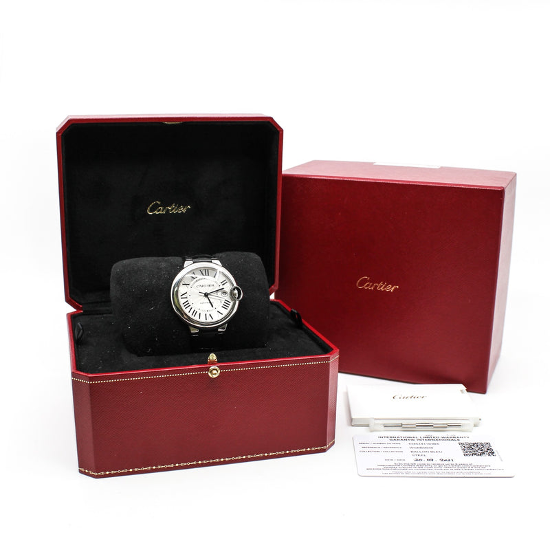 ballon bleu 40MM, AUTOMATIC steel black leather sbb0039 - L'UXE LINK