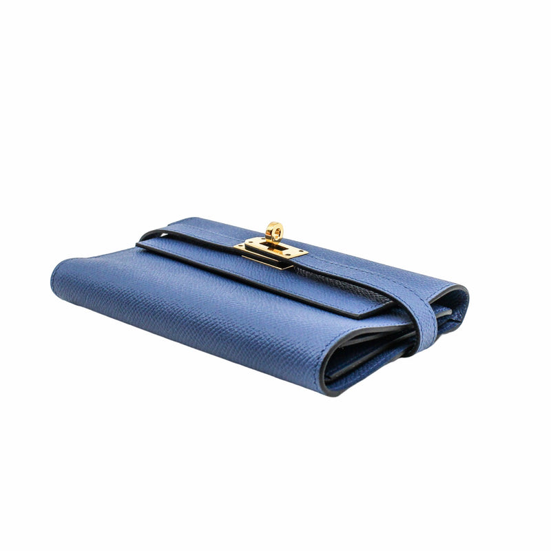 kelly short wallet epsom leather r2 blue agate  phw - L'UXE LINK