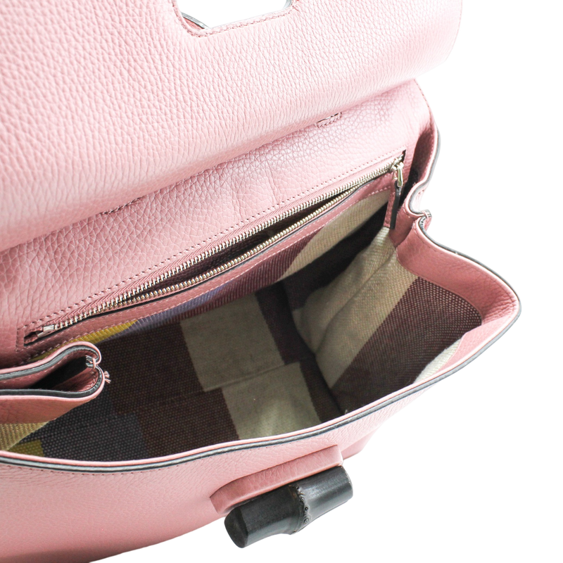 Bamboo Daily Top Handle Bag Leather Pink phw - L'UXE LINK