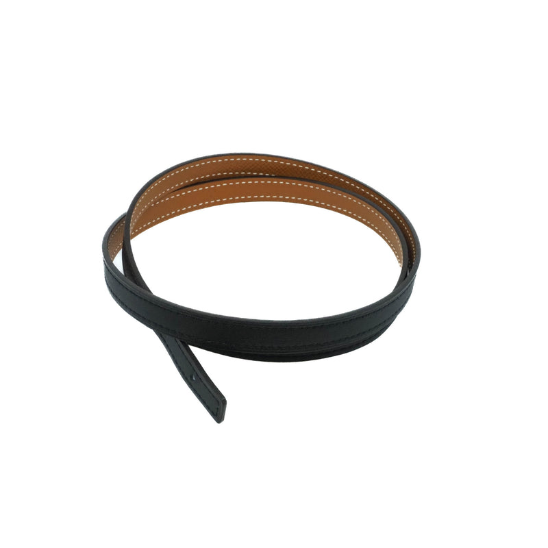 13mm Carrousel belt buckle & Reversible leather strap  in epsom black/gold phw - L'UXE LINK