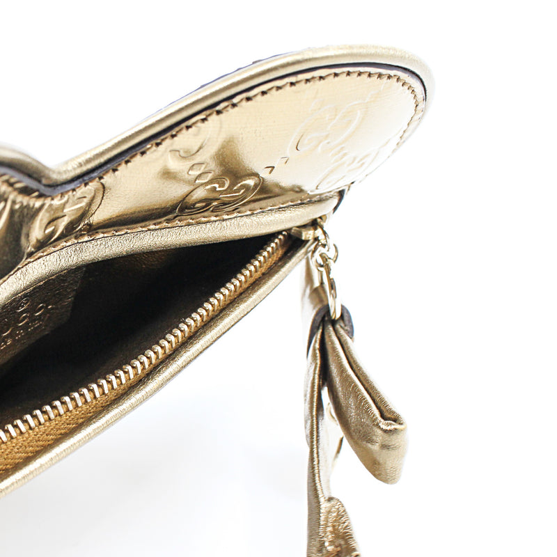 gold patent logo heart chain card holder - L'UXE LINK