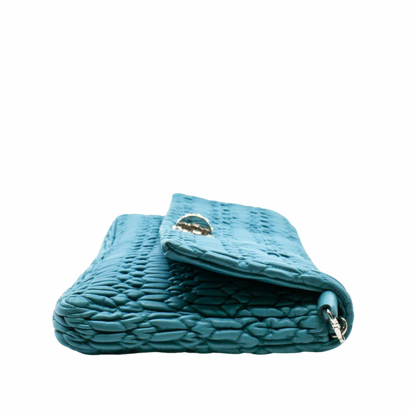 Crystal Clutch Large Matelasse Leather  blue phw - L'UXE LINK