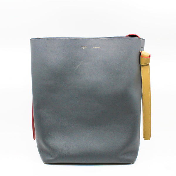 TWISTED  tote leather blue beige orange - L'UXE LINK