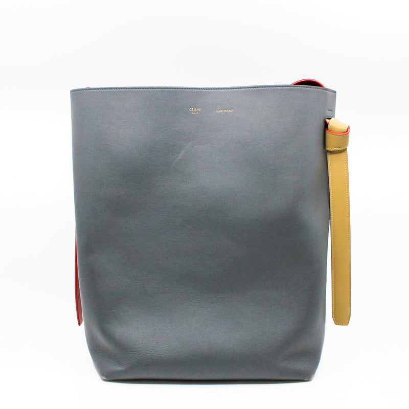 TWISTED  tote leather blue beige orange - L'UXE LINK