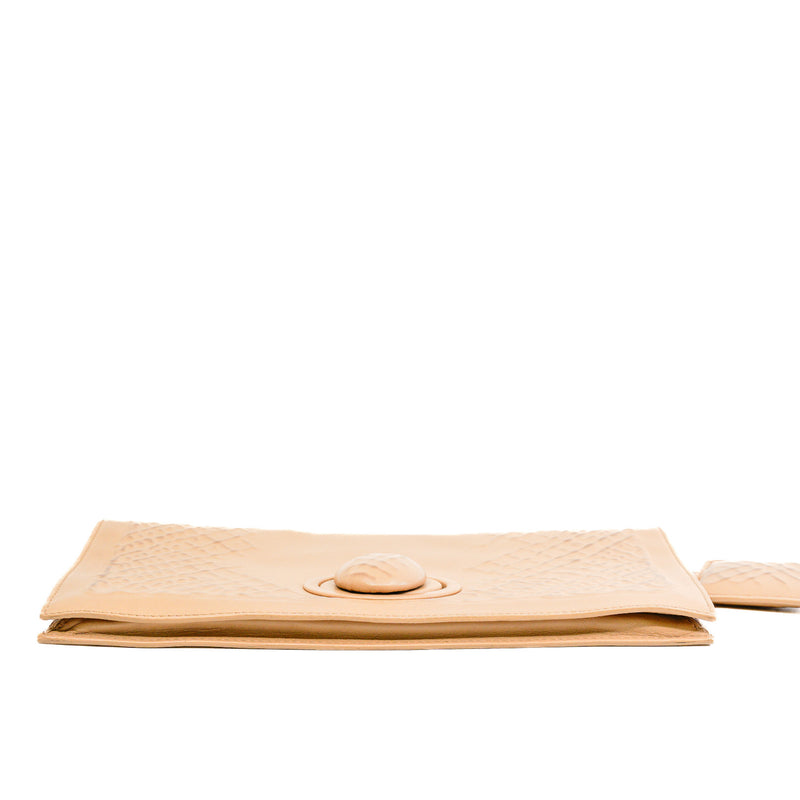 beige flap clutch