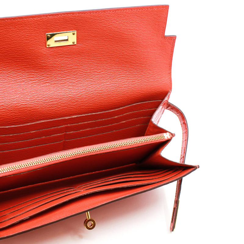 kelly wallet crocodile 9T X stamp - L'UXE LINK