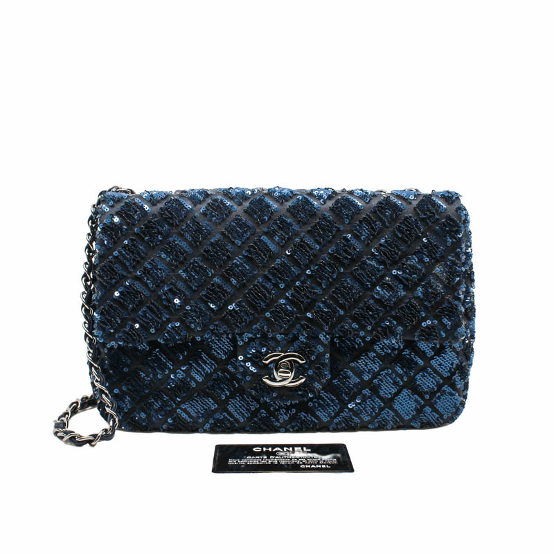 flap glittle  tweed bag in navy phw  seri 17 - L'UXE LINK