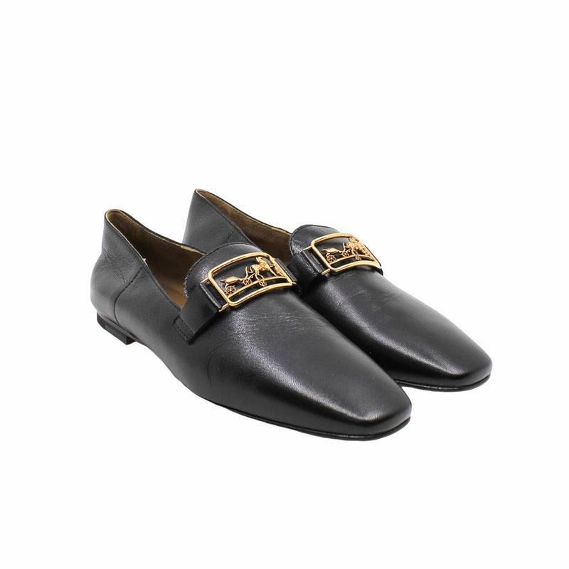 mocassine time black gold buckle #35