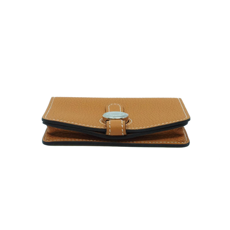 HERMES Dogon Card Case gold Togo Leather