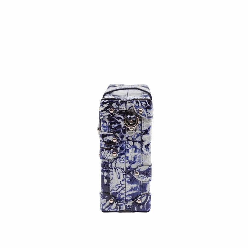 PETITE MALLE CROCODILE blue and white PHW