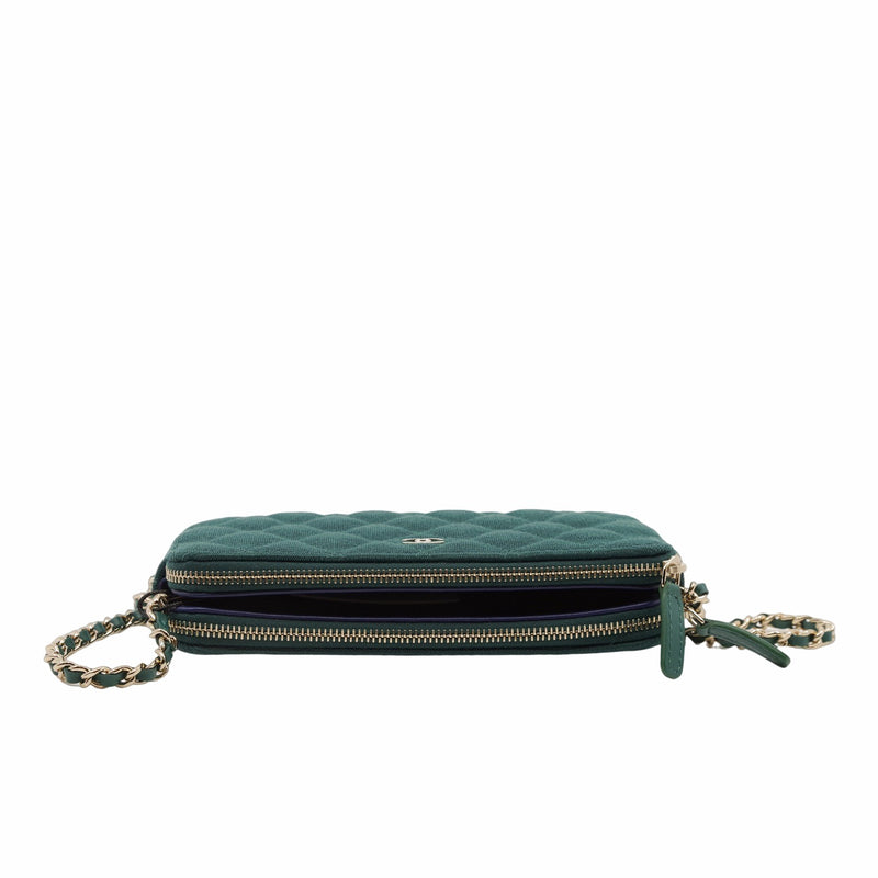 cf zip chain bag mini fabric green  seri28