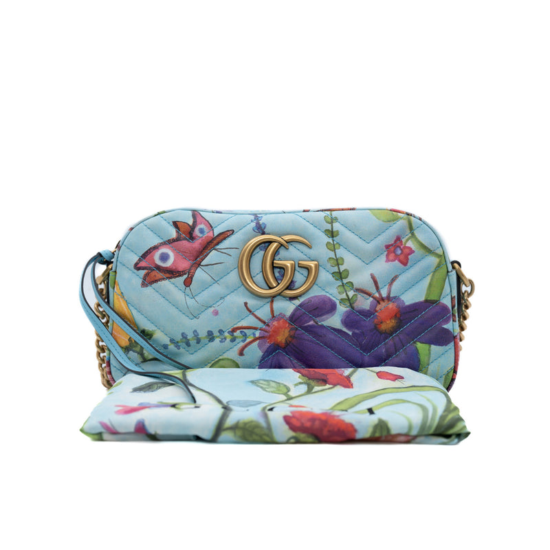 marmont zippy around cross body bag in blue - L'UXE LINK
