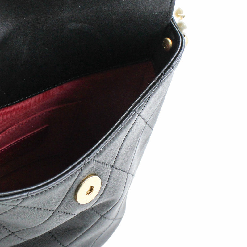 Cube pearl flap pearl bag in black lambskin ghw seri31 - L'UXE LINK