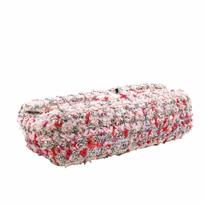 flap bag medium with knitted in cotton  multi pink phw seri 26 - L'UXE LINK