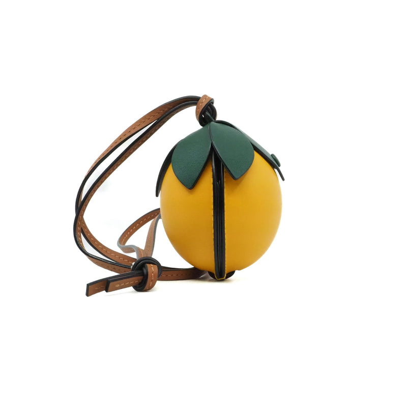mini lemon pouch in leather lime/brown - L'UXE LINK