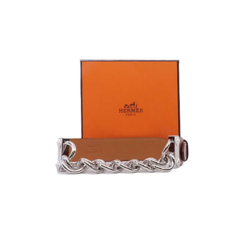 brown chain with leather wide bracelet rrp2105