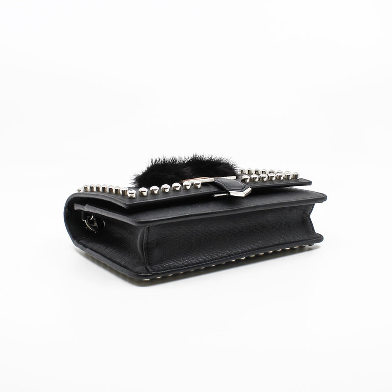 clutch with chain black phw beans black fur