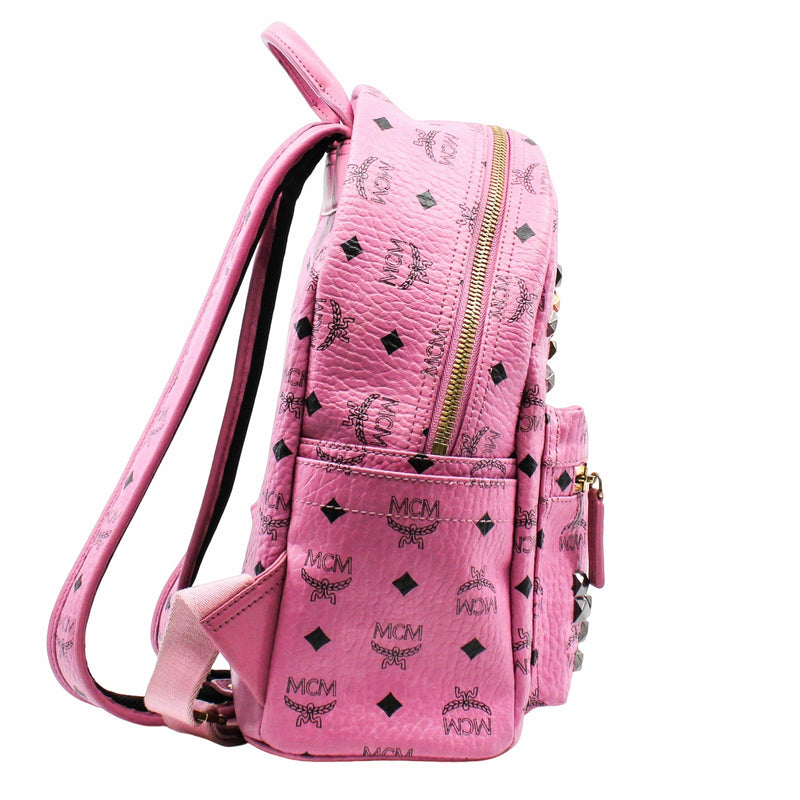 METALLIC VISETOS STUDDED SMALL DUAL STARK BACKPACKL PINK  GHW - L'UXE LINK