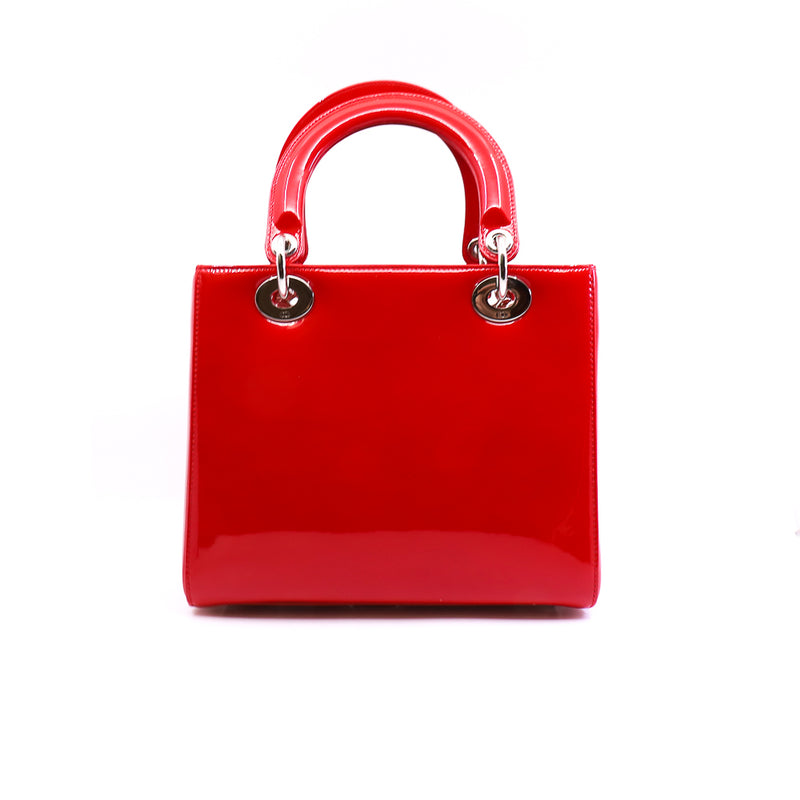 lady dior medium red patent phw