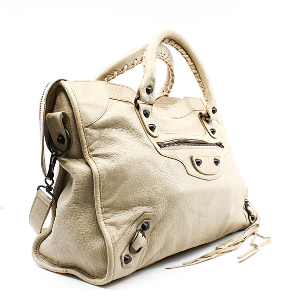 city medium leather beige Antique Brass - L'UXE LINK