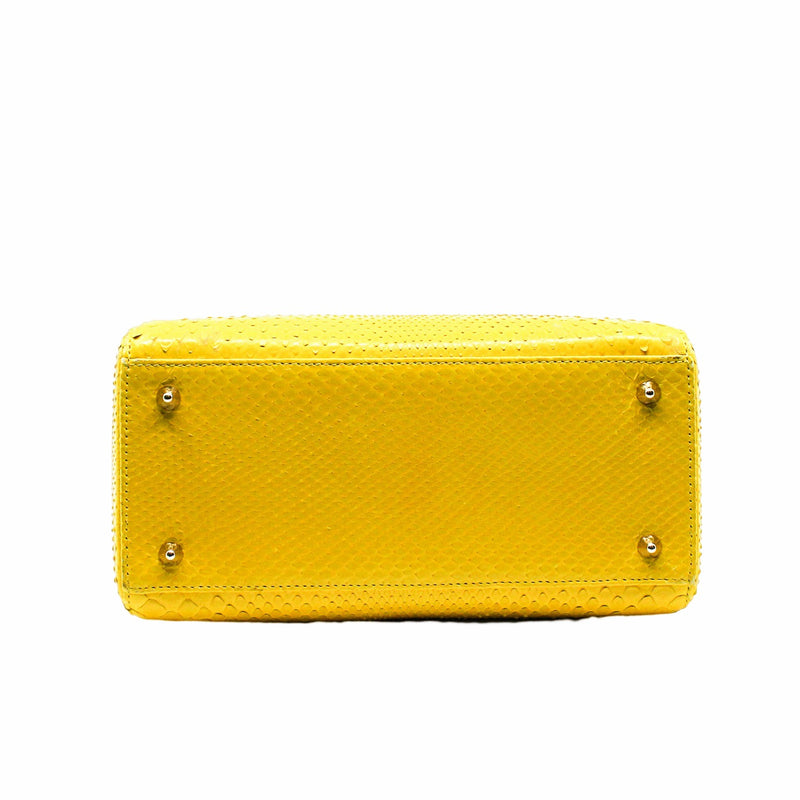 lady dior medium snake yellow phw