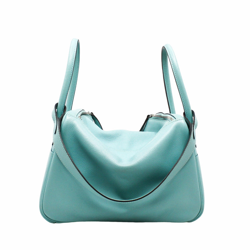 Hermes Blue Agate Clemence Lindy 30cm Bag with PHW 