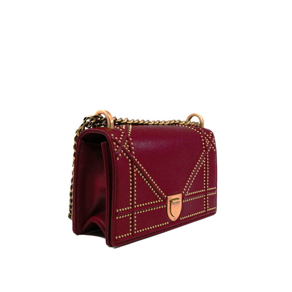 small ama with studs in lambskin red ghw 2018 - L'UXE LINK