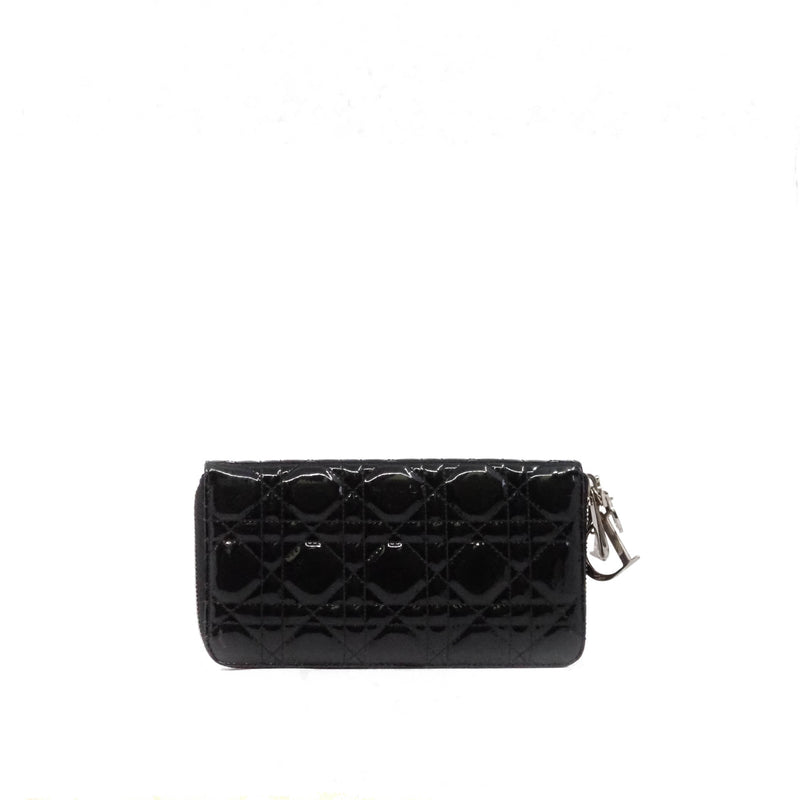 lady long zip wallet in patent black phw #2010 - L'UXE LINK