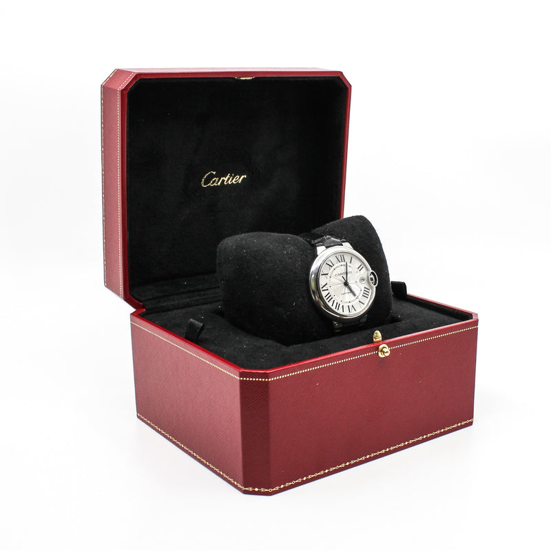 ballon bleu 40MM, AUTOMATIC steel black leather sbb0039 - L'UXE LINK