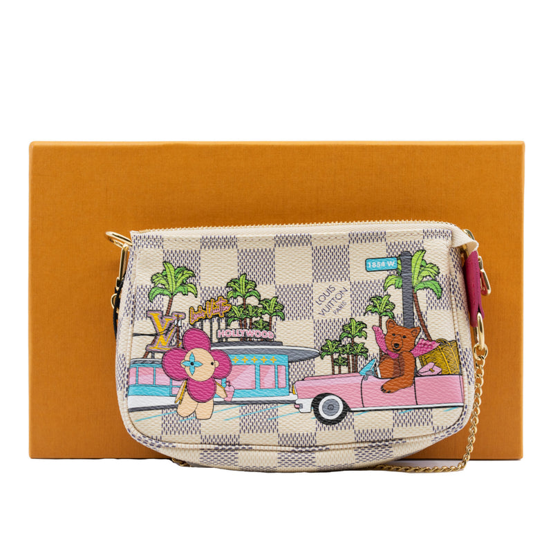 pochette accessories with vivian pear in damier azur - L'UXE LINK