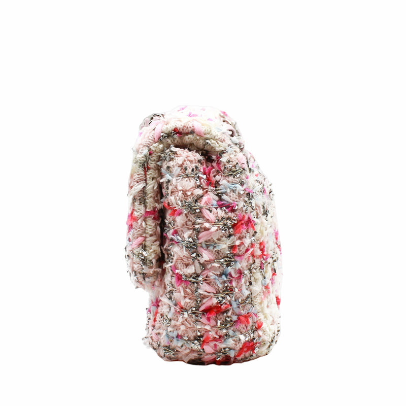 flap bag medium with knitted in cotton  multi pink phw seri 26 - L'UXE LINK