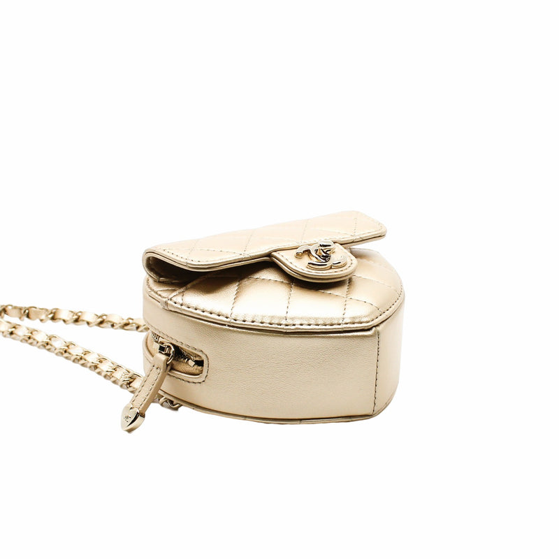 mini heart zip chain belt bag in shinning gold lambskin ghw #31