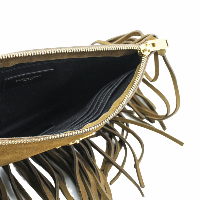 MEDIUM tassels CLUTCH BROWN GHW - L'UXE LINK