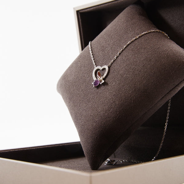 18k wg diamond with purple bee necklace - L'UXE LINK