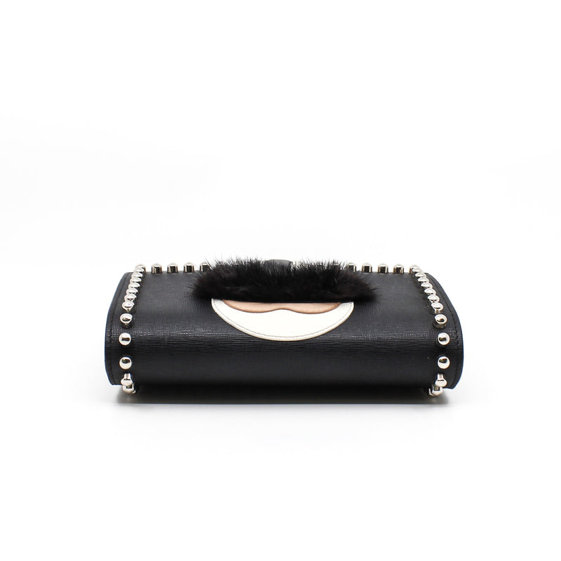 clutch with chain black phw beans black fur