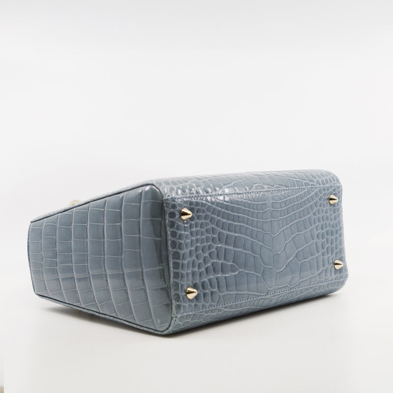 lady dior mini crocodile  blue