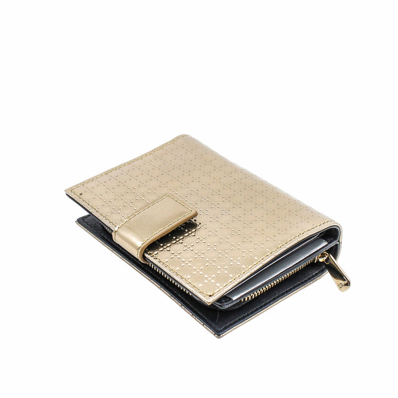 zip  compact wallet  gold patent - L'UXE LINK