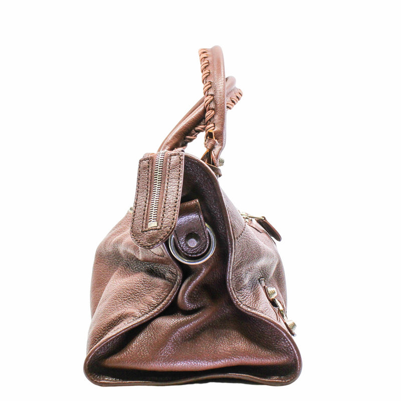 CITY CLASSIC STUDS BAG SMALL LEATHER BROWN PHW - L'UXE LINK