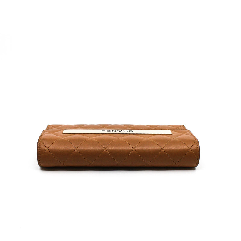 long wallet lamb skin brown  ghw seri 22 - L'UXE LINK