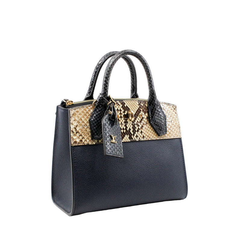 city steamer mini navy mix snake cow leather ghw – L'UXE LINK