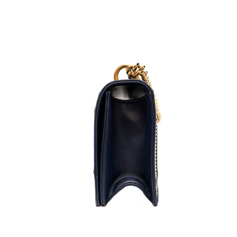 ama medium with bead studs in lambskin blue ghw