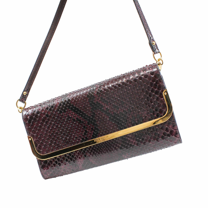 Rossmore Mm Purple Python Skin Leather Clutch ghw - L'UXE LINK