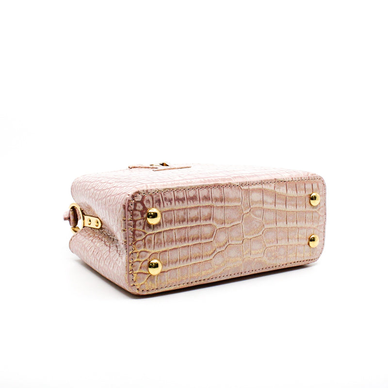 mini capucines crocodile pink with gold ghw - L'UXE LINK