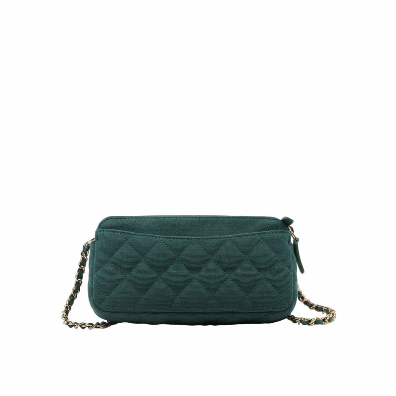 cf zip chain bag mini fabric green  seri28