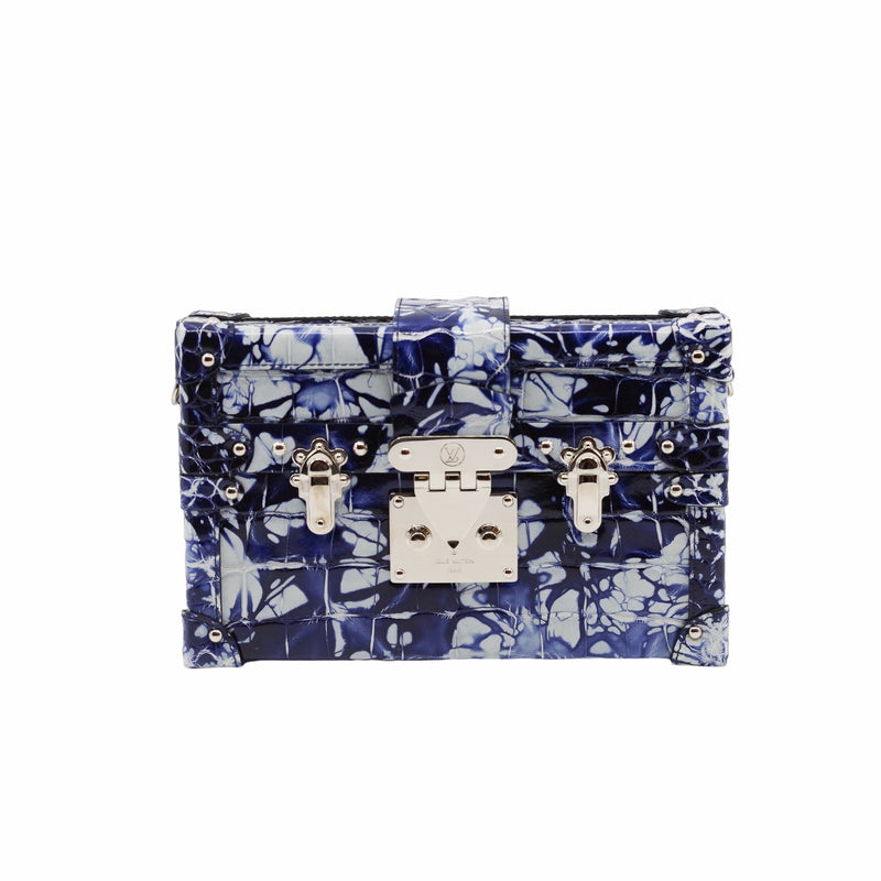 PETITE MALLE CROCODILE blue and white PHW