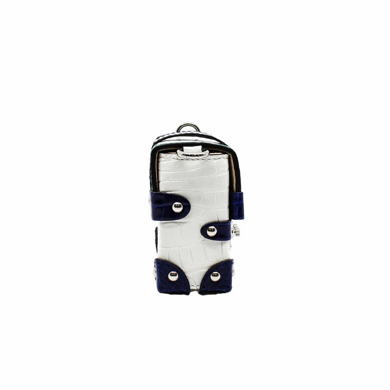 ESSENTIAL TRUNK with chain white blue green crocodile phw rrp 55000hk dollar - L'UXE LINK