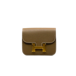 constance slim etoupe leather b stamp