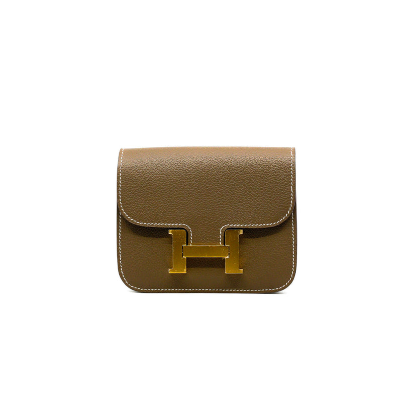 constance slim etoupe leather b stamp - L'UXE LINK
